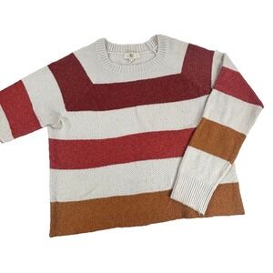 Striped Sweater Earthy Casual Normcore Pullover Rugby Womens M